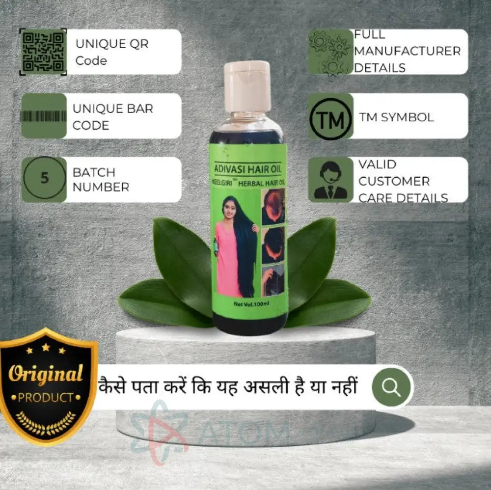 3 Month Pack of 600mL Original Adivasi Neelgiri Herbal Hair Oil hair oil