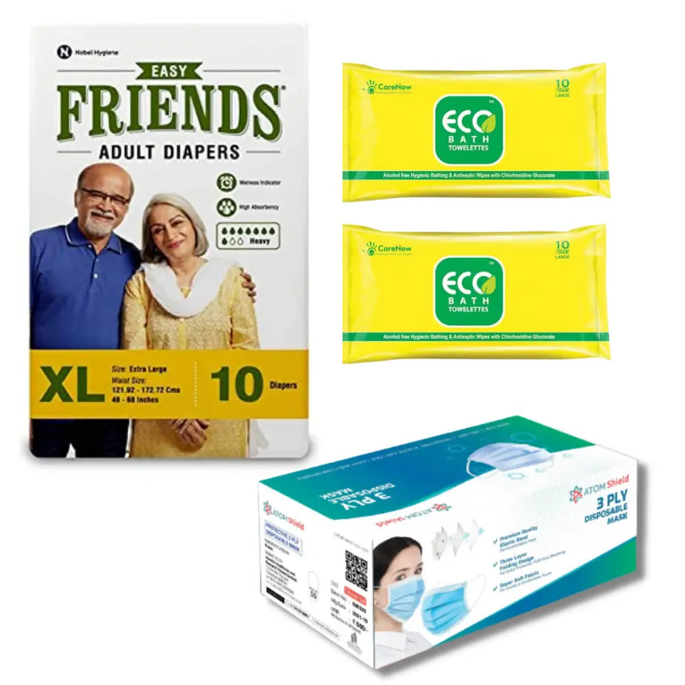 Copy Of Friends Easy Tape Adult Diaper M L Xl Pack 60 Pcs With Free Ecobath Bed Bath Wipes 10 X 2 1