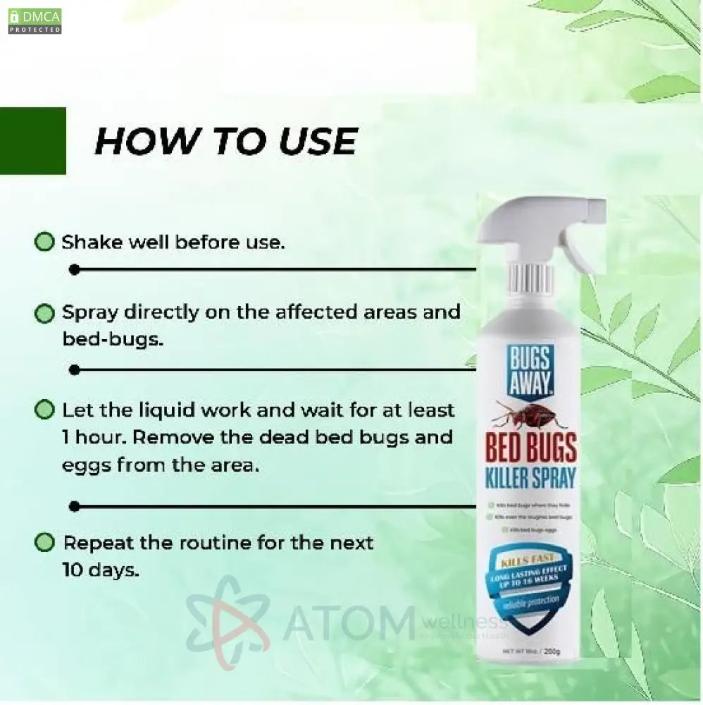 Non-Toxic Herbal Bedbug Killer Spray (200ml Pack of 2) | Long-Lasting Indoor Pest Control for Home & Mattress