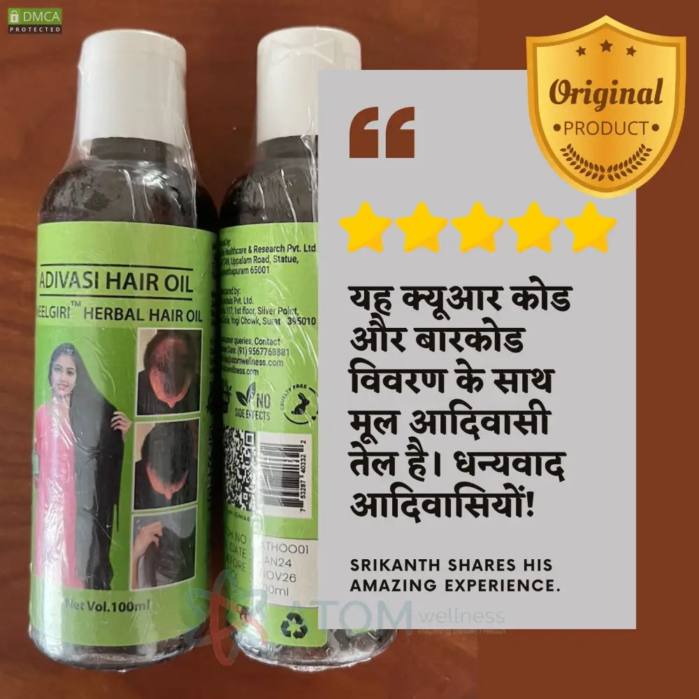 Original Adivasi Neelgiri™ Herbal Hair Oil With 30 Day Guarantee