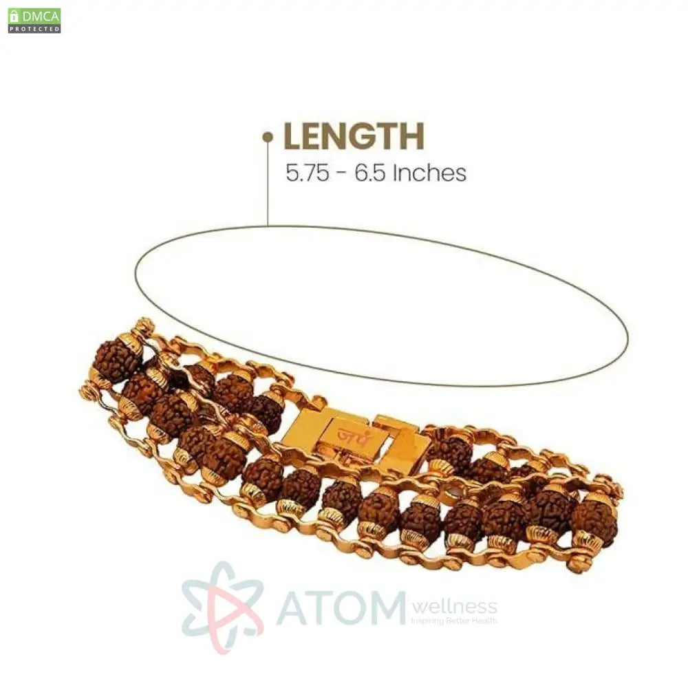 Genuine Paanch Mukhi Modern Rudraksha Bracelet With Gold Plating.