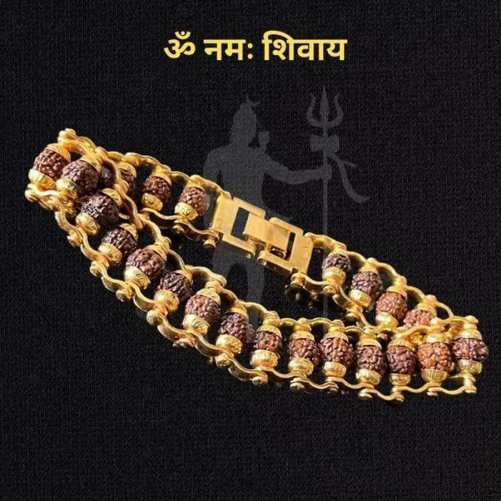 Original Paanch Mukhi Modern Golden Rudraksha Bracelet 24 beads With Gold