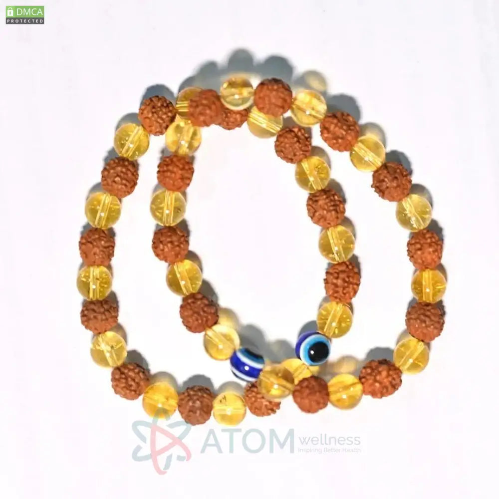 Original Rudraksha Citrine Crystal Bracelet (Pack Of 2) Divine