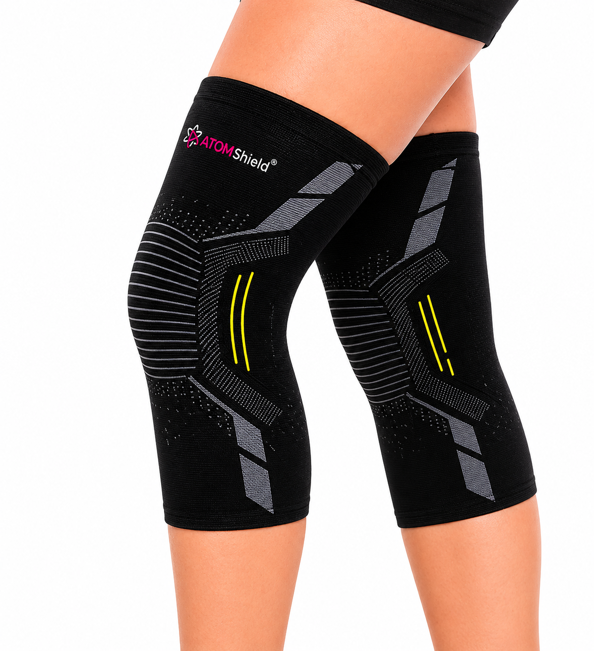 ATOM Shield Knee Cap Air Pro | Knee Support for Pain Relief, Compression & Joint Stability | Breathable Stretch Fabric | Anti-Slip Grip | 1 Pair