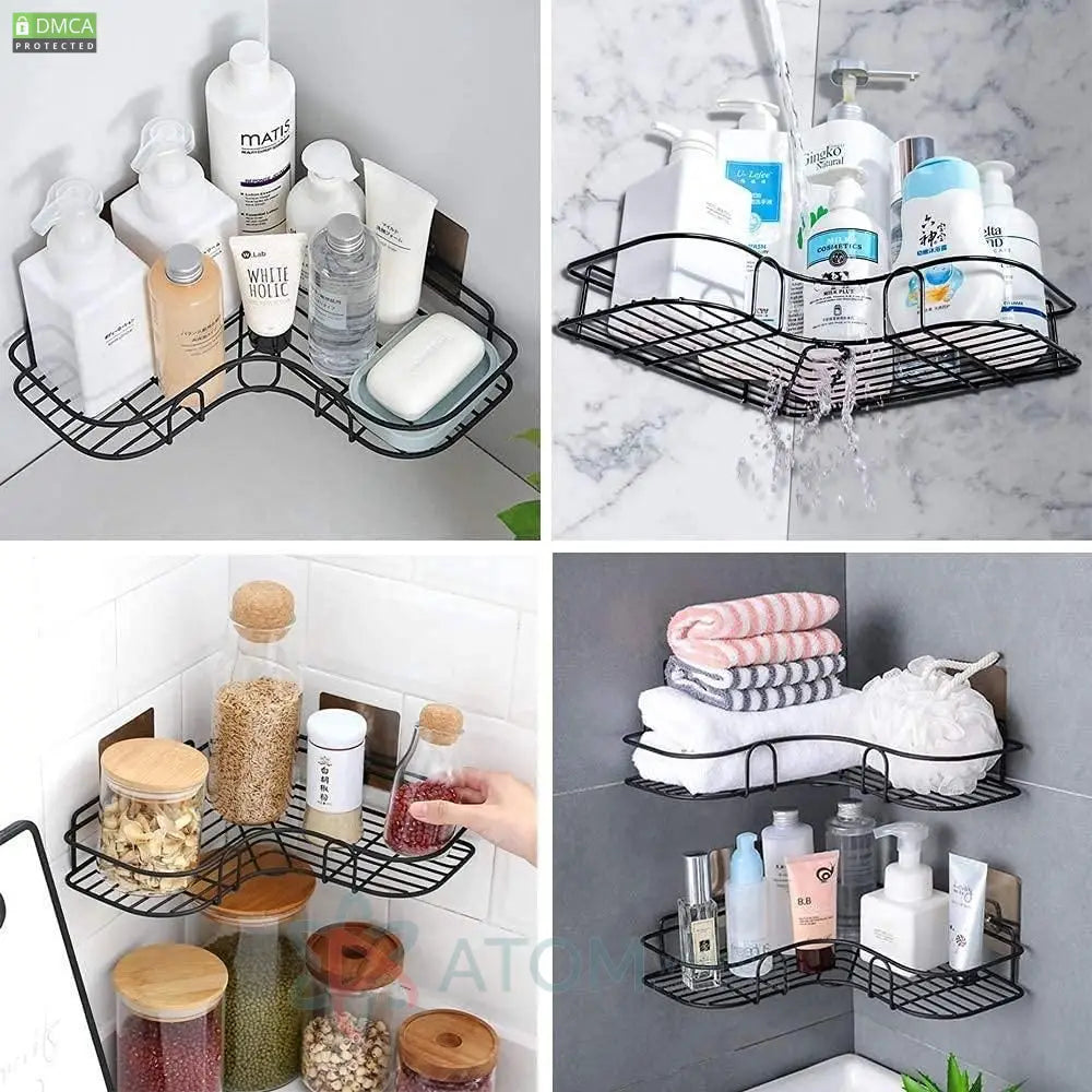 Rustproof Metal Bathroom Corner Rack Storage Shelves