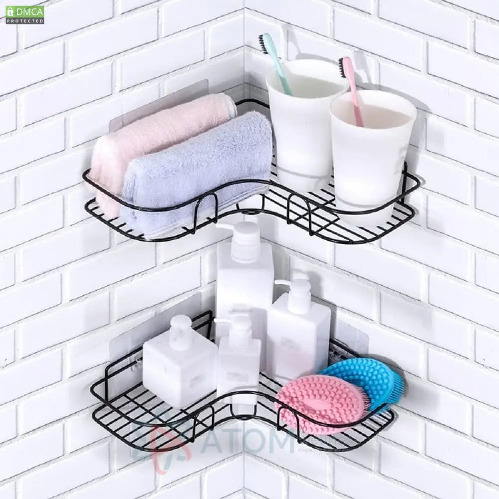 Rustproof Metal Bathroom Corner Rack Storage Shelves