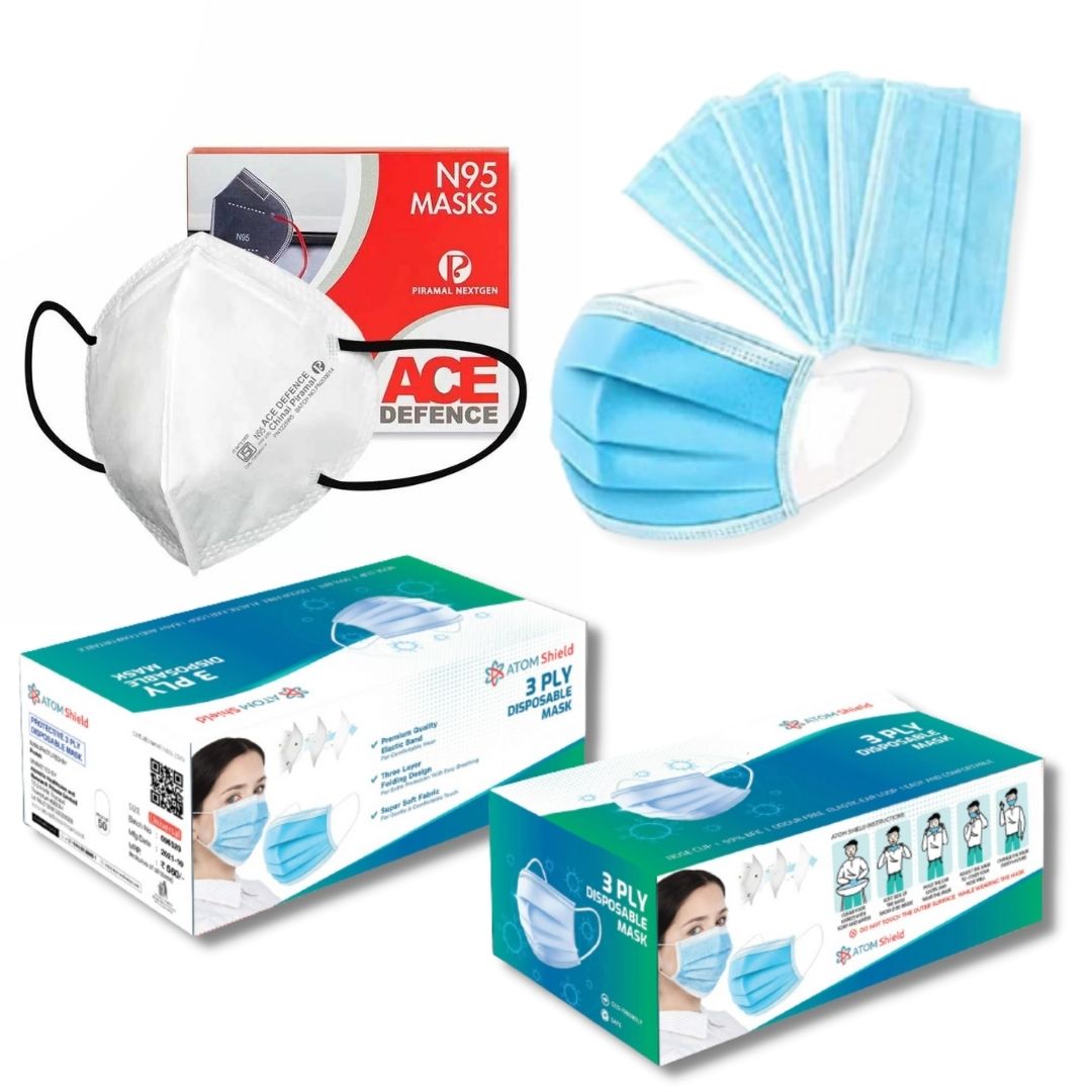 Ace Defence Earloop N95 Protective Face Mask 20 with ATOMshield 100 3 ply mask Double Mask Combo for Protection