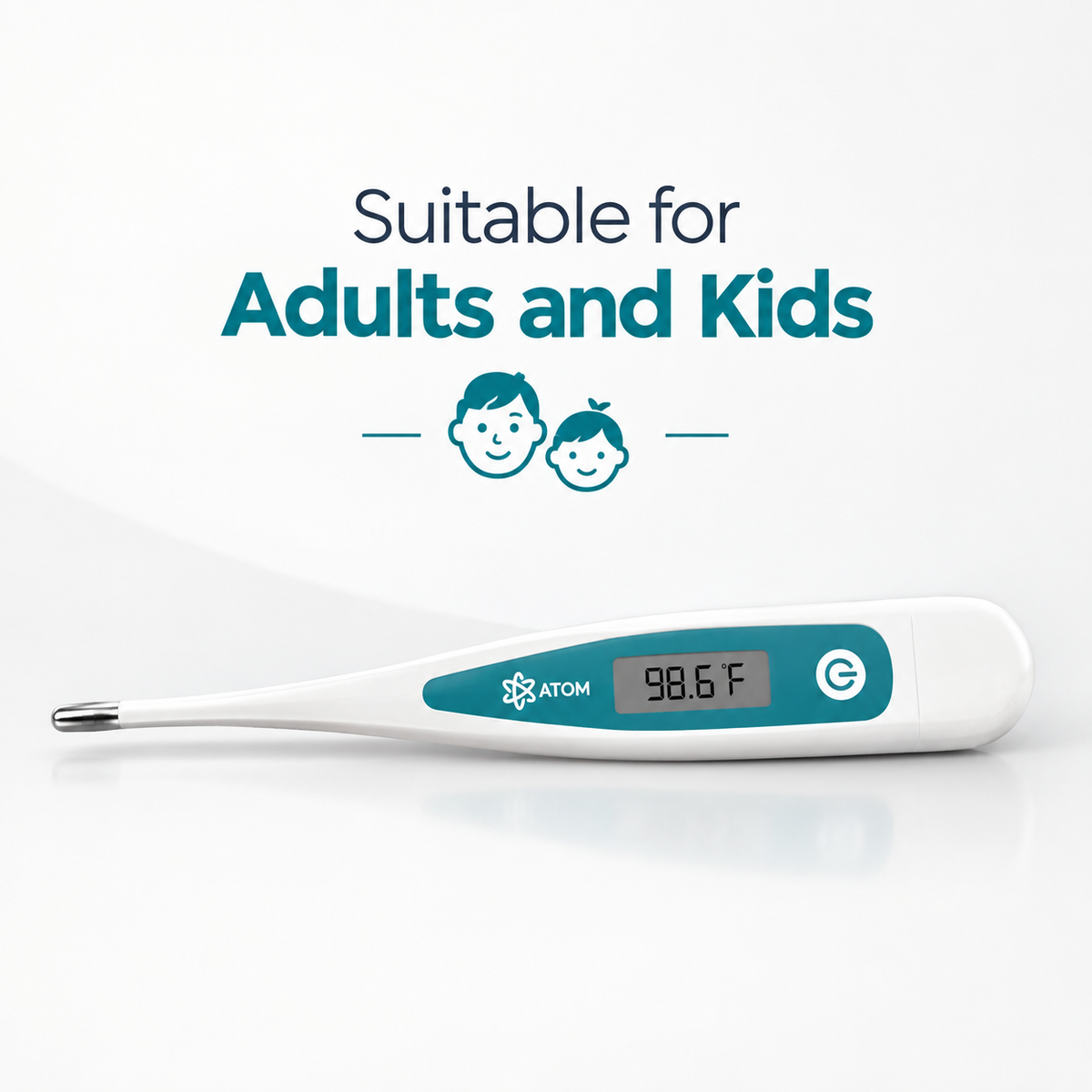 Atom Wellness Digital Thermometer for Fever, Highly Accurate Clinical Thermometer with LCD Display, Fast 60-Second Reading, Selectable °C/°F, Waterproof Flexible Tip for Oral Underarm Rectal Use, Model DT811 – 1 Year Warranty