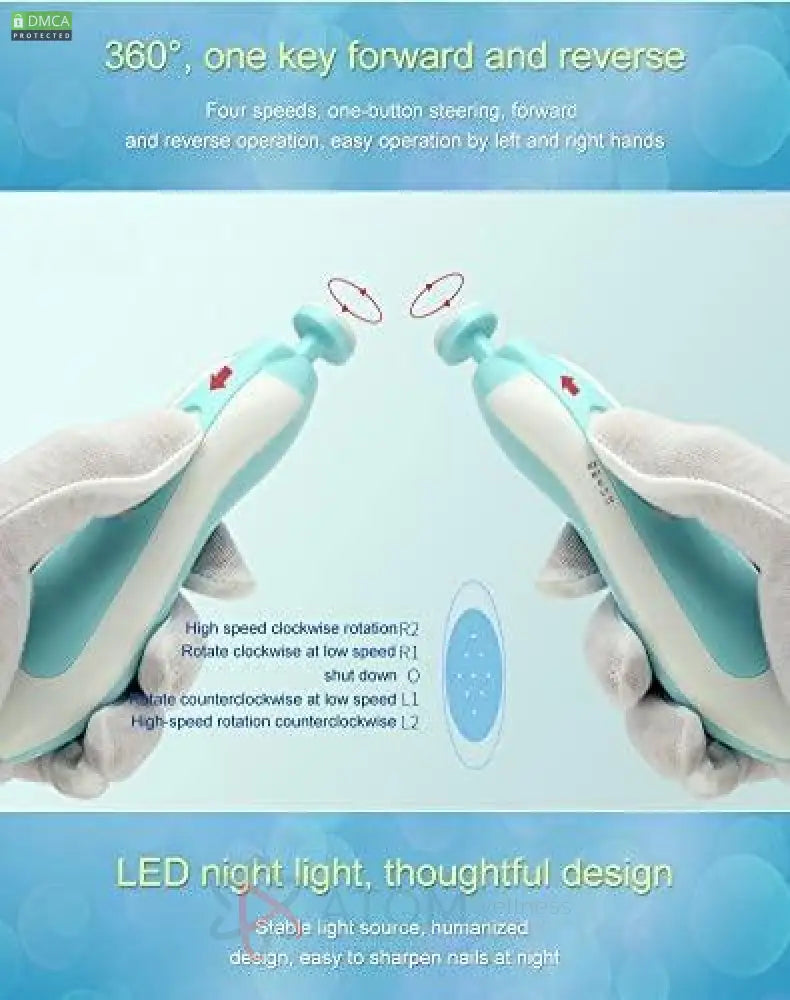 6 In 1 Electric Baby Nail Clipper Polisher With Led Light