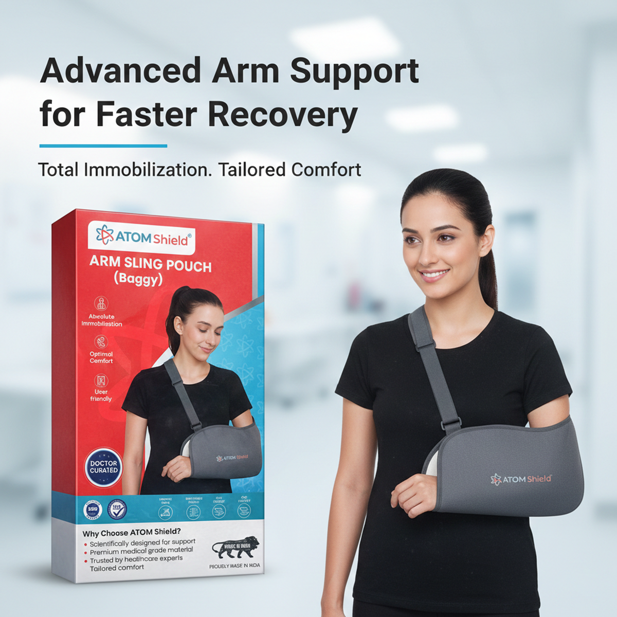 ATOM Shield Arm Sling Pouch (Baggy) – Comfortable Arm Support & Immobilizer