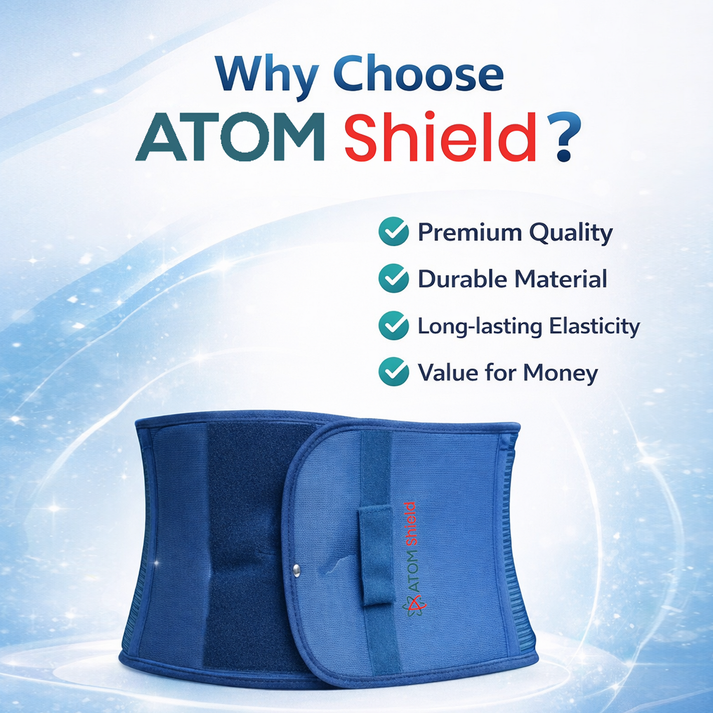 ATOM Shield Abdominal Support Belt for Men & Women | Post Surgery & Postpartum Belly Binder | Hernia & Back Support Compression Belt | Breathable Elastic Waist Support