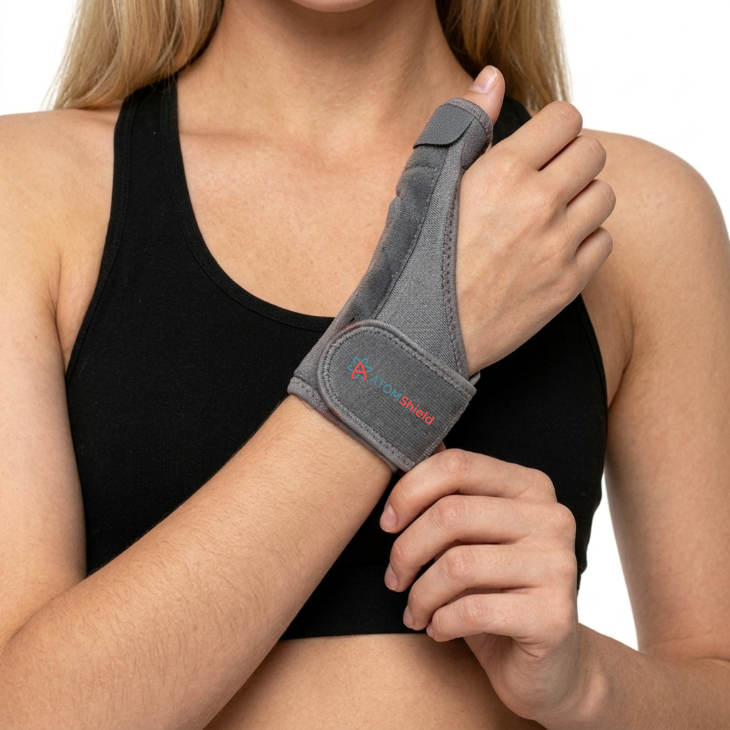 ATOM Shield Thumb Spica Splint for Men & Women | Thumb & Wrist Support Brace with Rigid Thumb Immobilization, Adjustable Straps, Secure Fit & Ergonomic Design
