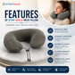 ATOM Shield Memory Foam Travel Neck Pillow with Recron Fibre for Airplane, Car, Train & Bus, U Shape Neck Pillow with 360° Neck Support, Washable Velvet Cover, Grey for Men & Women