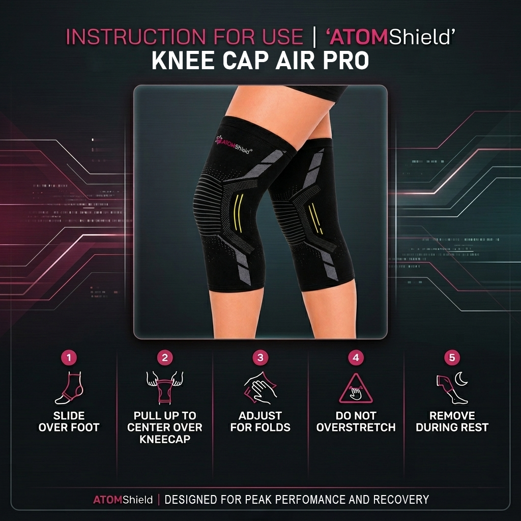 ATOM Shield Knee Cap Air Pro | Knee Support for Pain Relief, Compression & Joint Stability | Breathable Stretch Fabric | Anti-Slip Grip | 1 Pair