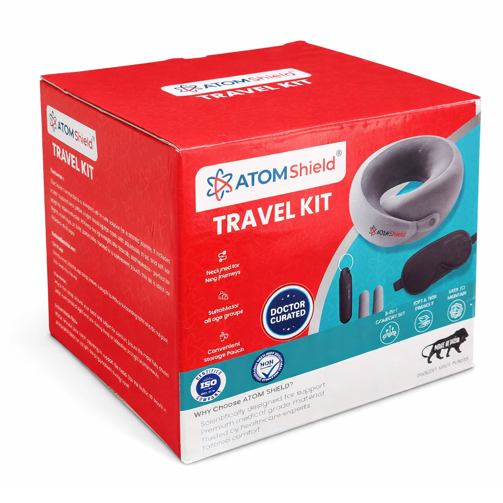 Premium Travel Kit for Sleeping - Ergonomic Travel Kit with 360° Support Neck Pillow, Soft Contoured Eye Mask & Ear Plugs - Complete Travel Kit Sleep Set for Men & Women - Compact Travel Essentials