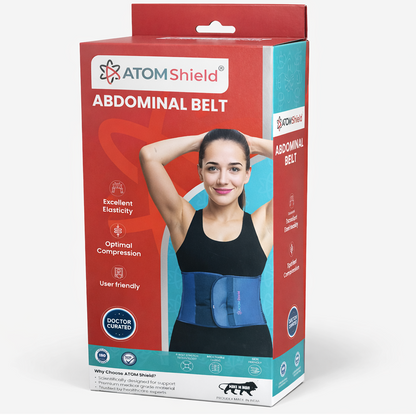 ATOM Shield Abdominal Support Belt for Men & Women | Post Surgery & Postpartum Belly Binder | Hernia & Back Support Compression Belt | Breathable Elastic Waist Support