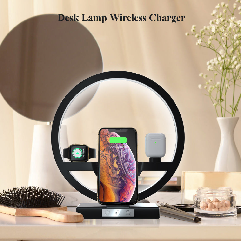 Wireless Charger Stand Table Lamp Touch Switch 10W Charger For Apple Watch Cell Phones Headphones