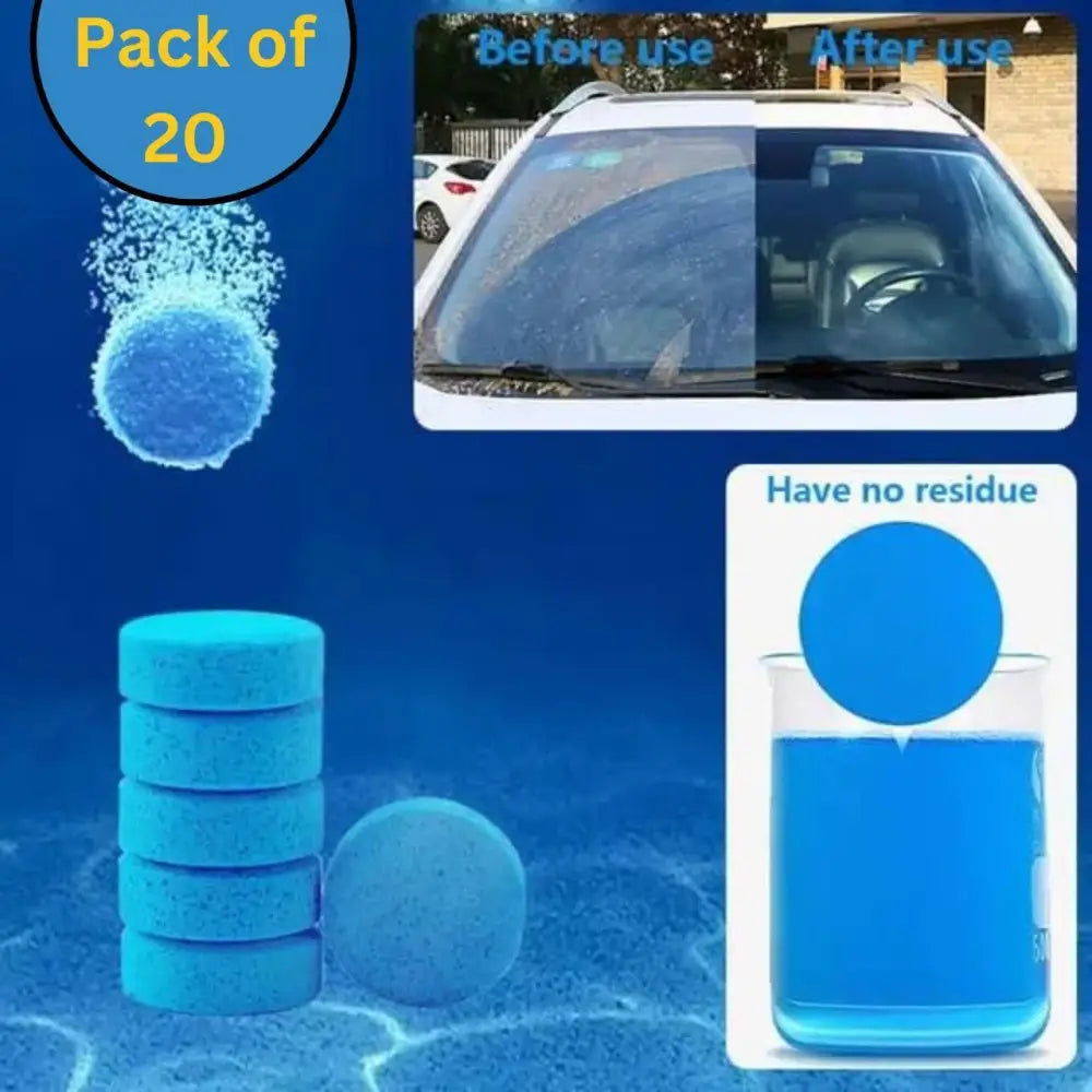 Car Windshield Glass Concentrated Washer Tablets (Pack Of 20)