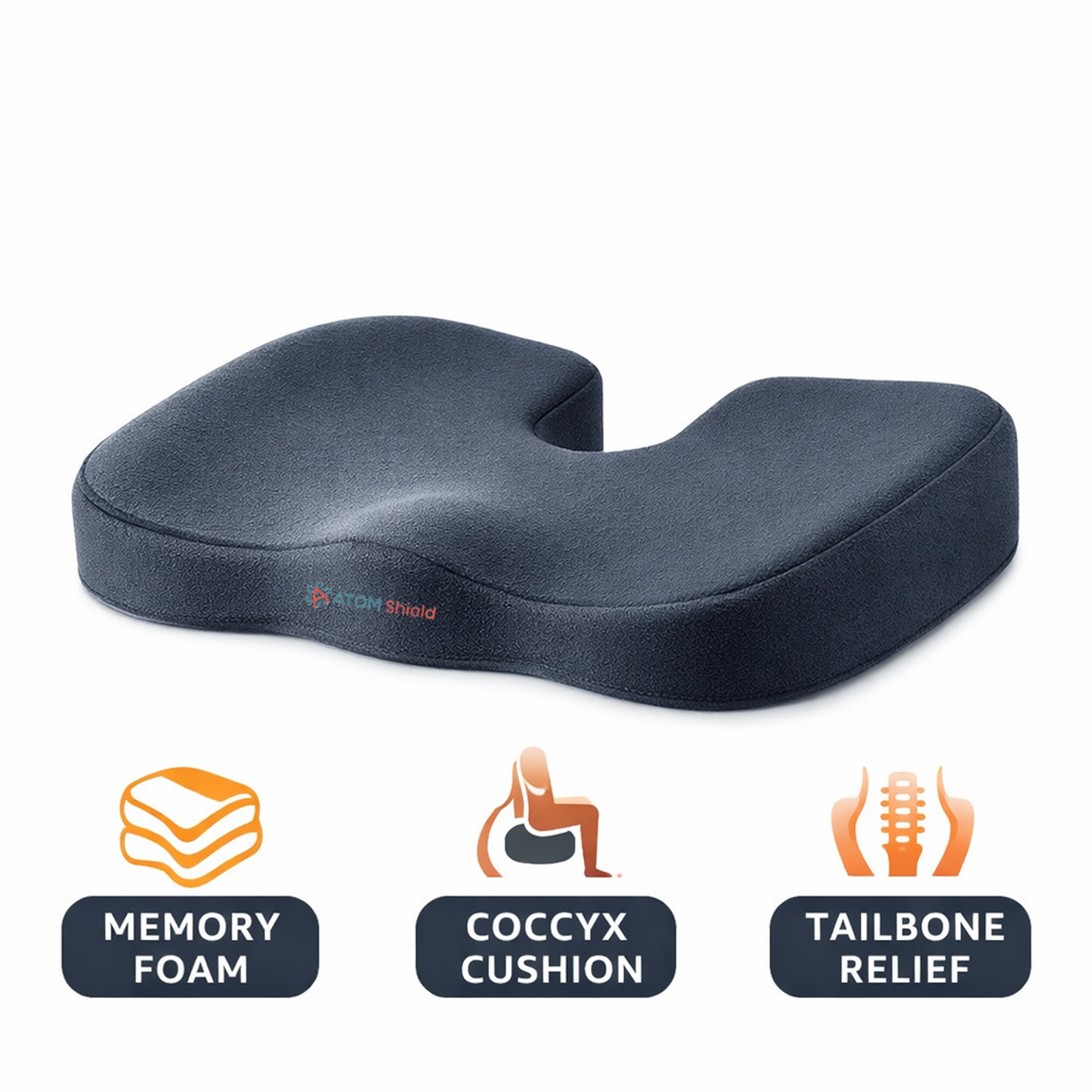 Orthopedic Coccyx Cushion Memory Foam Seat Cushion for Tailbone Pain Relief, Sciatica & Lower Back Support for Office Chair, Car Seat & Wheelchair