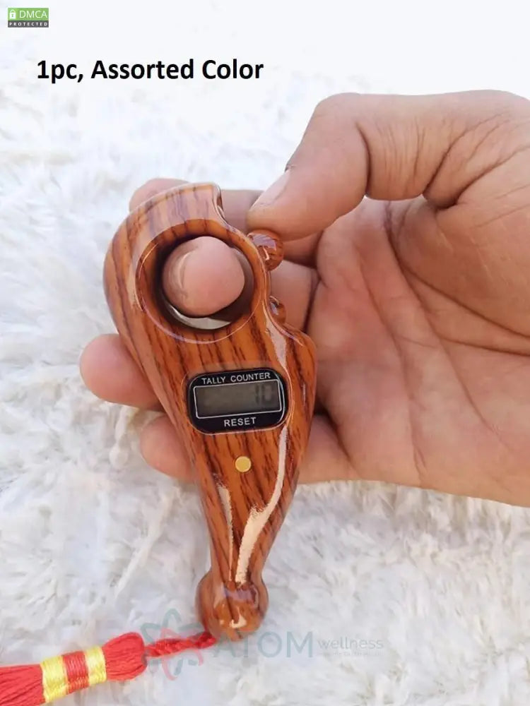 Digital Tally Counter with Adjustable Finger Ring | 5-Channel Manual Number Counting Machine for Tasbeeh & Sports (Wood