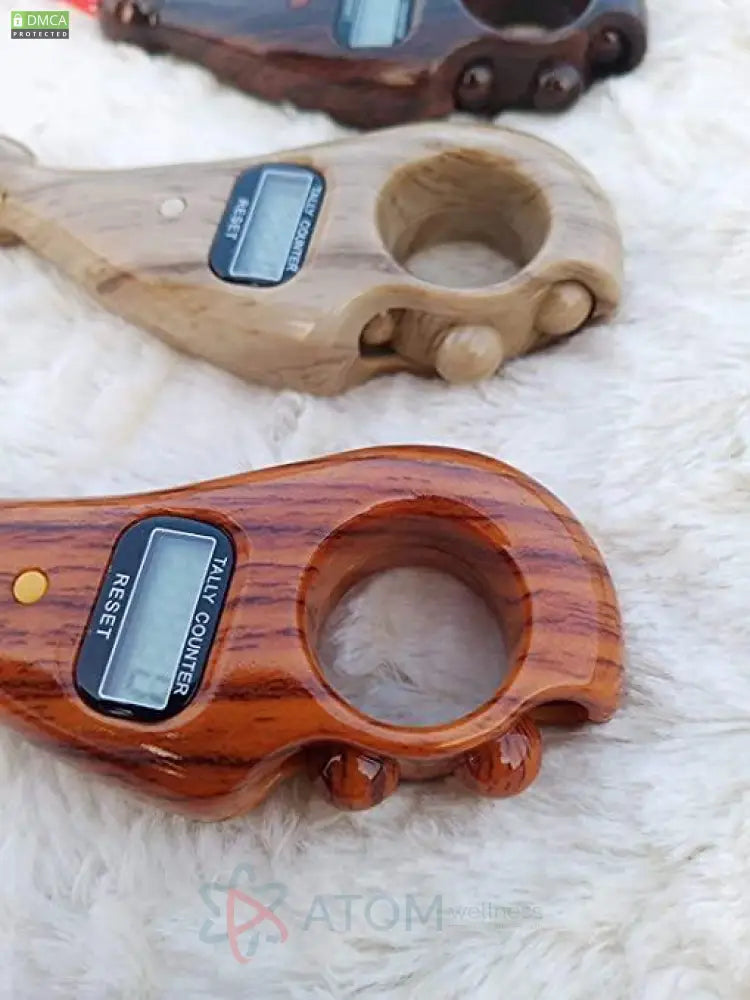 Digital Tally Counter with Adjustable Finger Ring | 5-Channel Manual Number Counting Machine for Tasbeeh & Sports (Wood