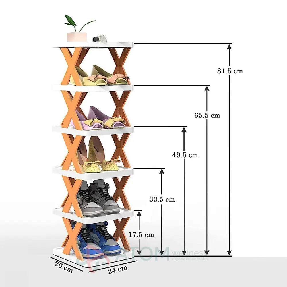 Diy Plastic Assembly Shoe Shelf Stackable Rack 6 Layer Shoes Organizer (Multicolor)