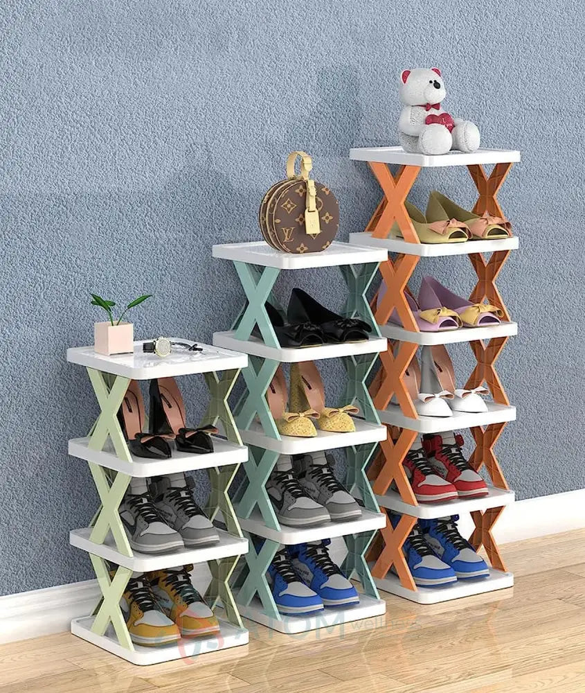 Diy Plastic Assembly Shoe Shelf Stackable Rack 6 Layer Shoes Organizer (Multicolor)