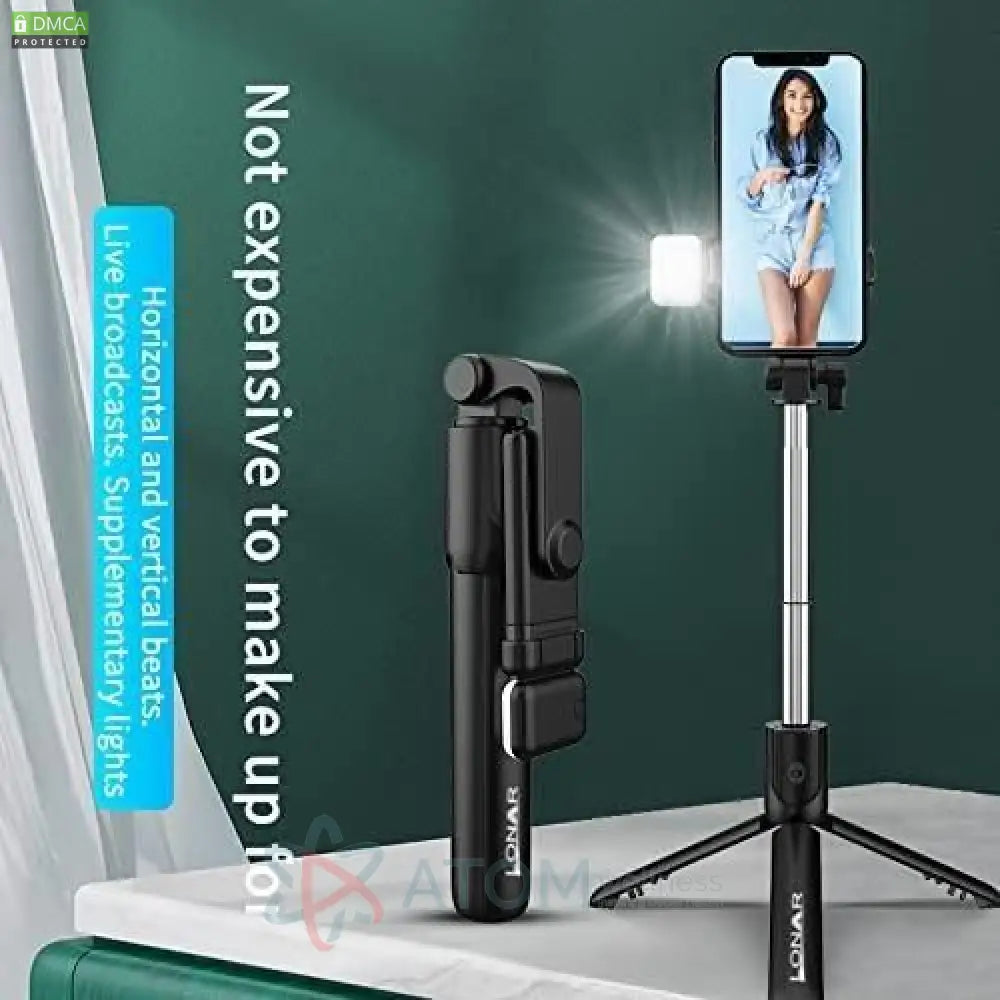Extendable Flash 3 - In - 1 Selfie Stick Tripod With Bluetooth Remote For Creators