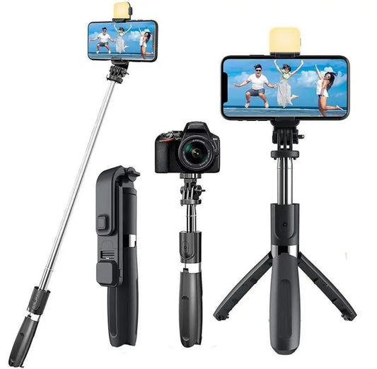 Extendable Flash 3 - In - 1 Selfie Stick Tripod With Bluetooth Remote For Creators