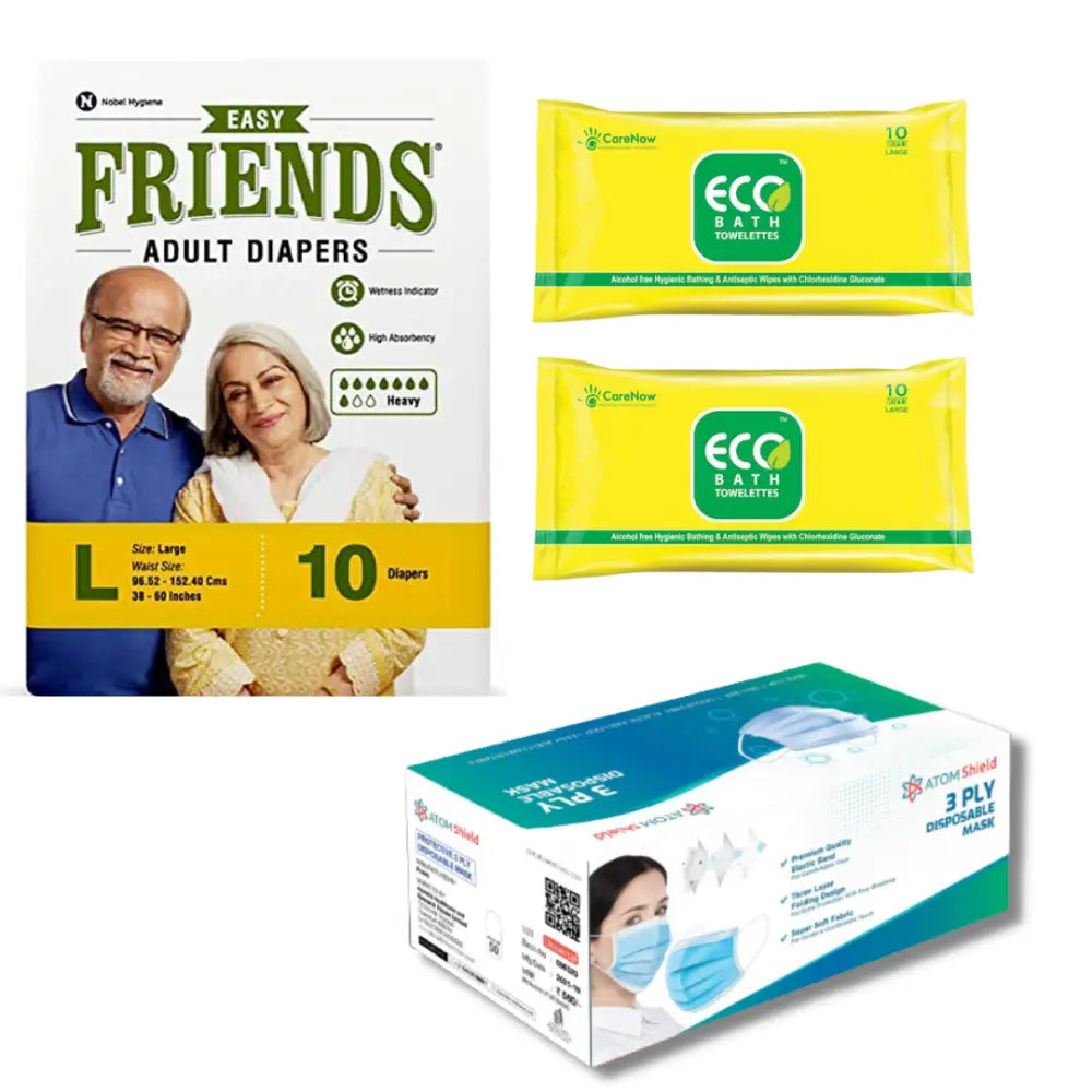 Friends Easy Tape Adult Diaper M L Xl Pack Of 60 Pcs With Free Ecobath Bed Bath Wipes 10 X 2 1 Box