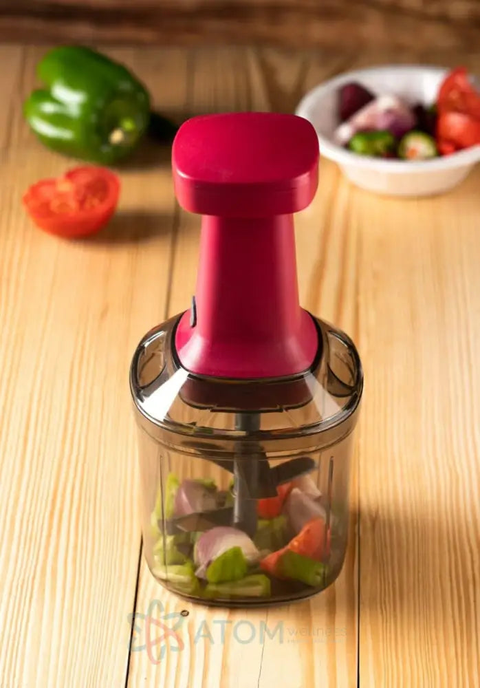 Hand - Press Steel Vegetable Push Chopper Mixer Cutter Food Grade