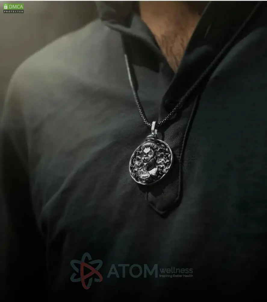 Hanuman Ji Pendant Oxodaised Silver Chain