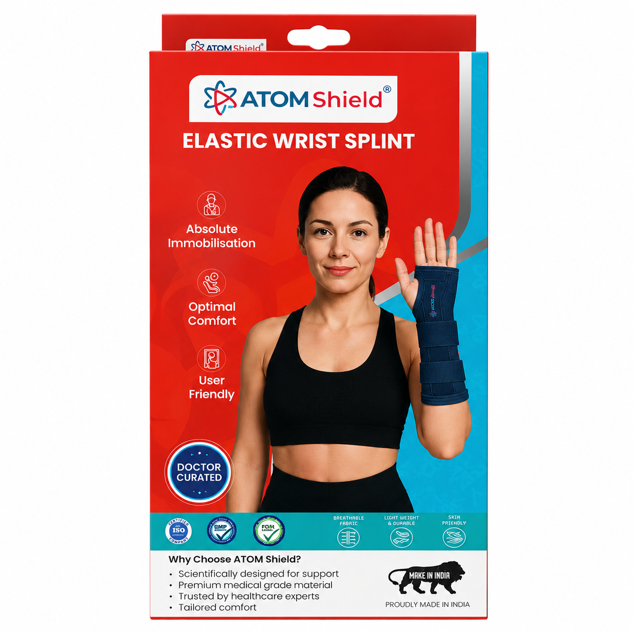 ATOM Shield Wrist Splint Left Hand for Men & Women | Adjustable Wrist Support Brace for Carpal Tunnel, Wrist Pain, Sprain & Immobilization