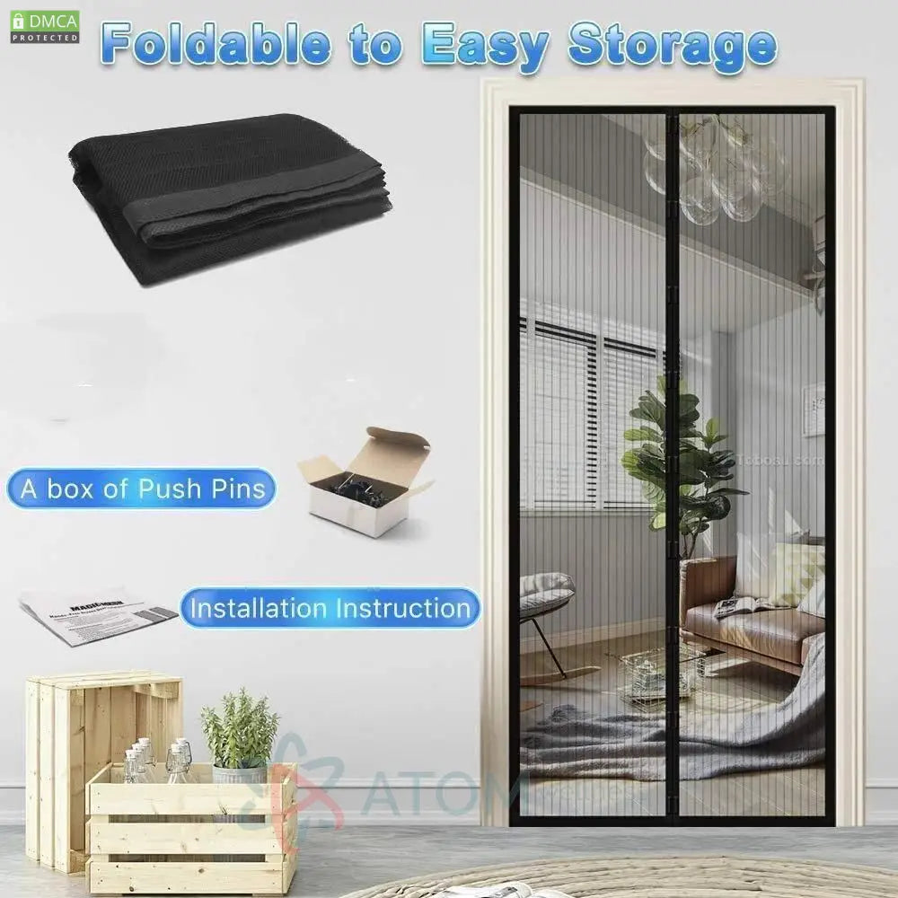 Mesh Screen Net Home Magnetic Foldable Anti Mosquito Door Curtains