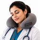 ATOM Shield Memory Foam Travel Neck Pillow with Recron Fibre for Airplane, Car, Train & Bus, U Shape Neck Pillow with 360° Neck Support, Washable Velvet Cover, Grey for Men & Women