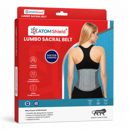 ATOM Shield Lumbo Sacral Belt for Men & Women | Adjustable Lumbar & Lower Back Support Belt | Contoured Back Support for Daily Use