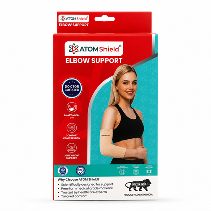 ATOM Shield Elbow Support for Men & Women | Compression Elbow Brace for Tennis Elbow, Joint Pain & Sports Support | Anatomical Fit, Lightweight & Comfortable Elbow Sleeve