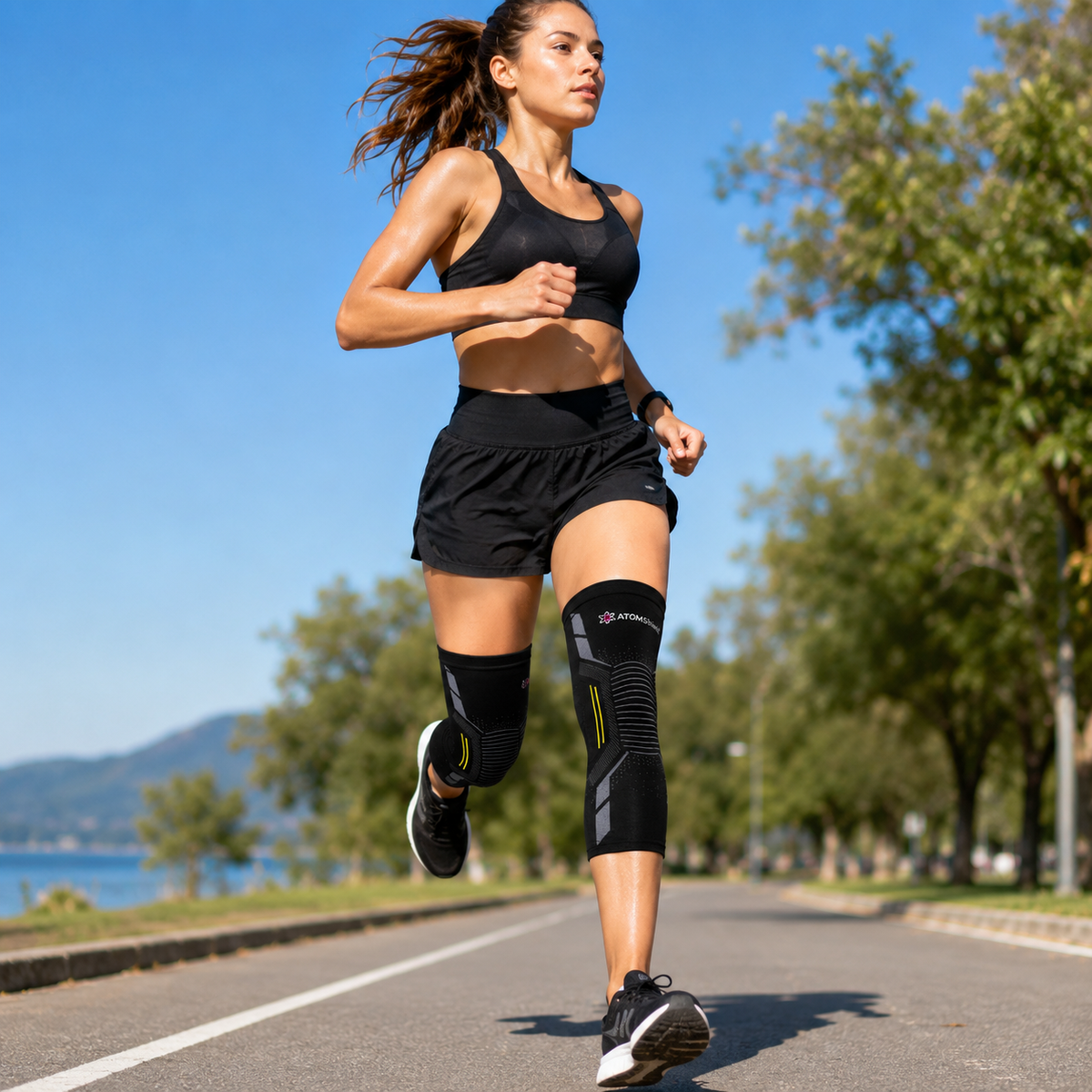 ATOM Shield Knee Cap Air Pro | Knee Support for Pain Relief, Compression & Joint Stability | Breathable Stretch Fabric | Anti-Slip Grip | 1 Pair