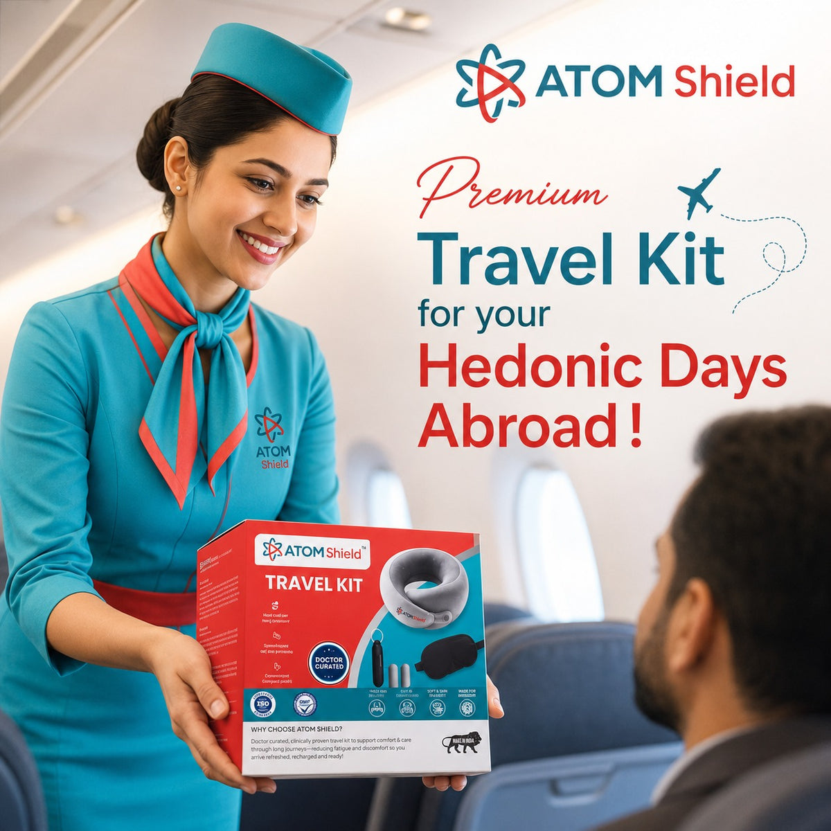 Premium Travel Kit for Sleeping - Ergonomic Travel Kit with 360° Support Neck Pillow, Soft Contoured Eye Mask & Ear Plugs - Complete Travel Kit Sleep Set for Men & Women - Compact Travel Essentials