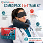 Premium Travel Kit for Sleeping - Ergonomic Travel Kit with 360° Support Neck Pillow, Soft Contoured Eye Mask & Ear Plugs - Complete Travel Kit Sleep Set for Men & Women - Compact Travel Essentials