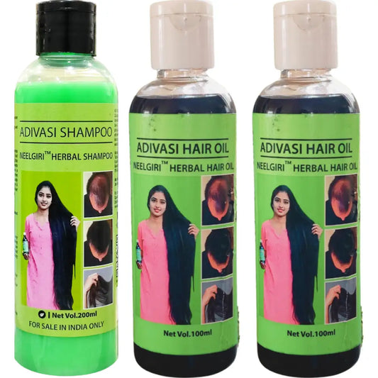 Original Adivasi Neelgiri™ Herbals Anti Hair Fall Kit Hair Oil Combo