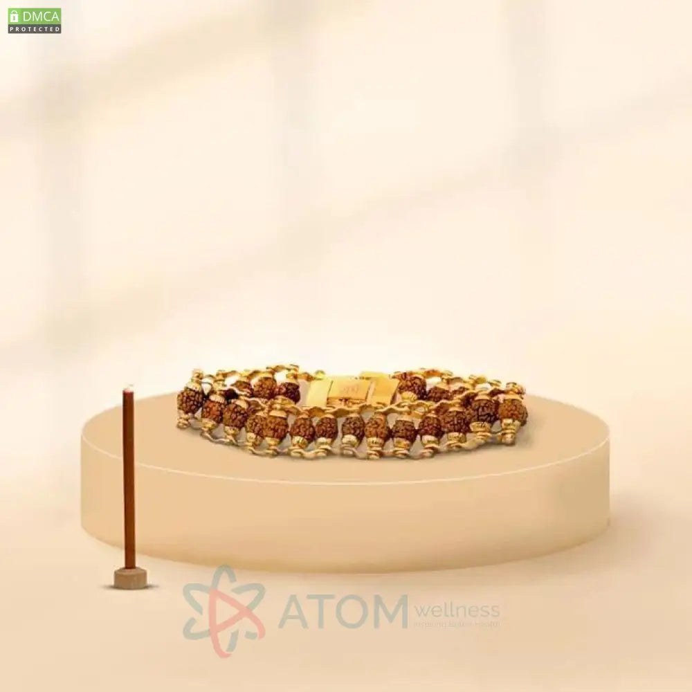 Genuine Paanch Mukhi Modern Rudraksha Bracelet With Gold Plating.