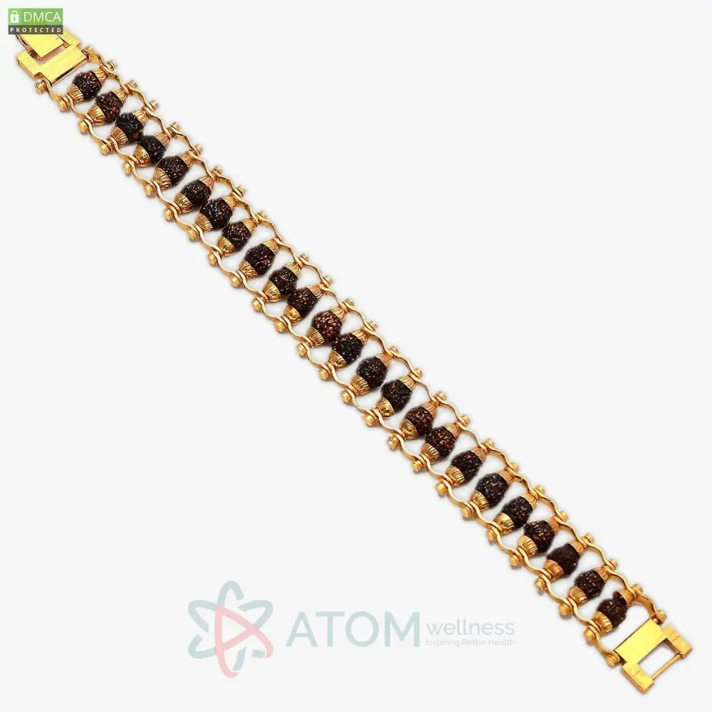 Genuine Paanch Mukhi Modern Rudraksha Bracelet With Gold Plating.