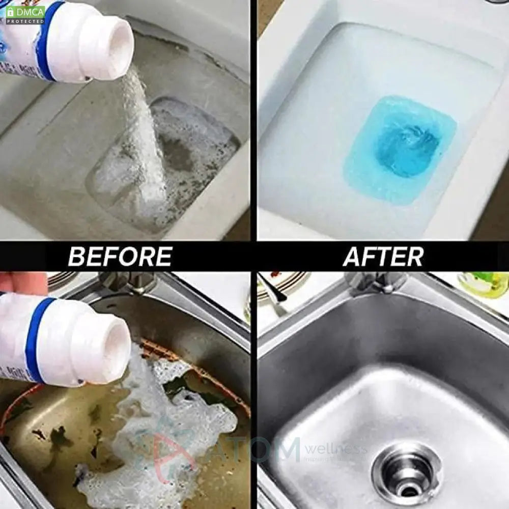 Powerful Drain Clog Cleaner Powder | Safe & Effective Sink Toilet & Pipe Blockage Remover