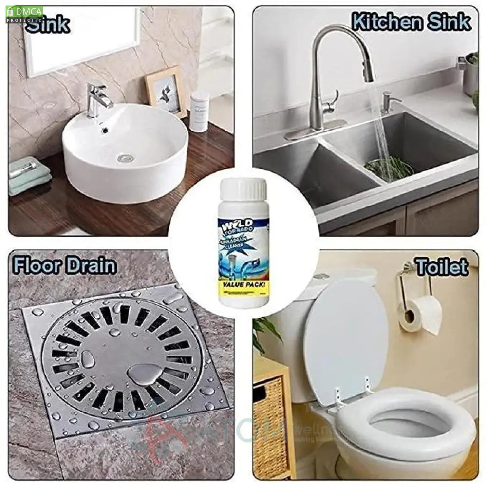 Powerful Drain Clog Cleaner Powder | Safe & Effective Sink Toilet & Pipe Blockage Remover