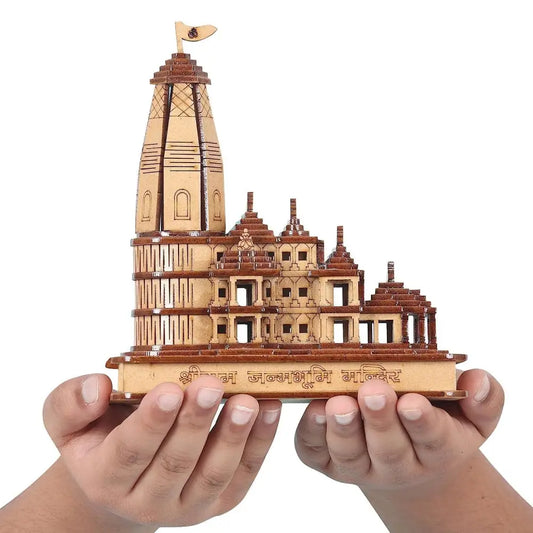 Ram Janmabhoomi Ayodhya Temple Wooden Decorative Showpiece For Puja And Darshan