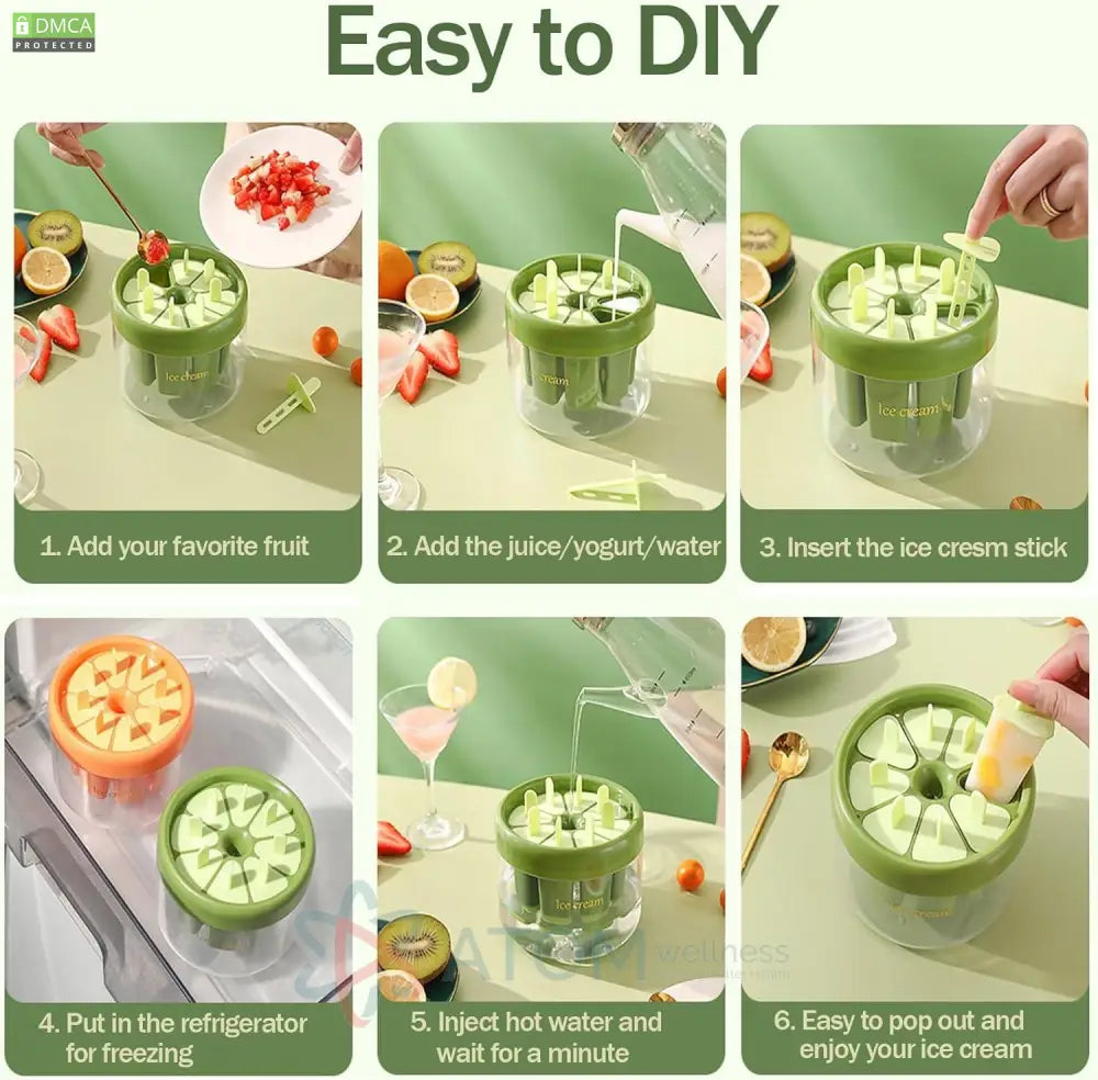 Reusable DIY 8 Pieces Ice Pop Mould