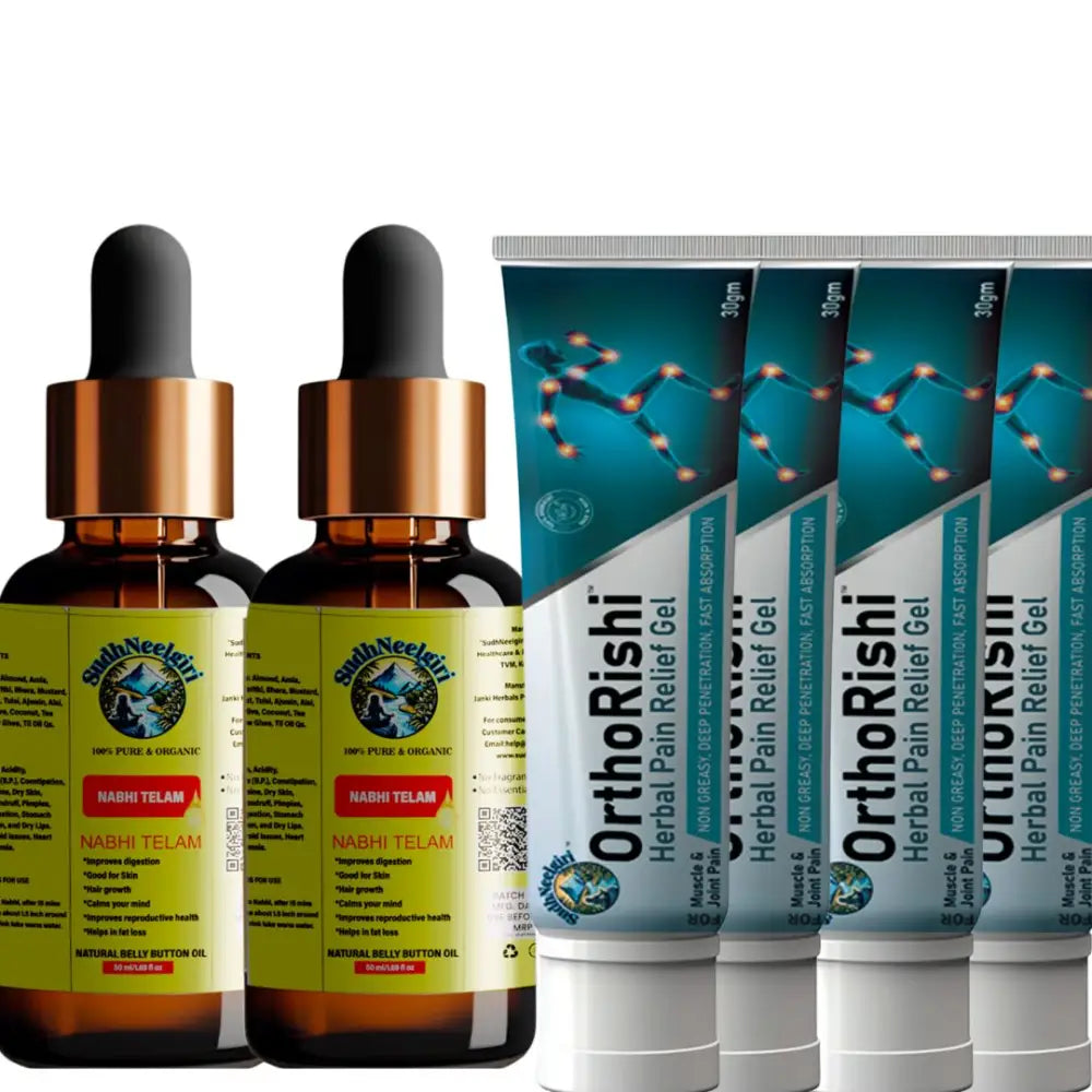 SudhNeelgiri Ayurvedic Nabhi Pain Relief Kit | India’s 1st Belly Button Oil + Herbal Pain Gel Combo | Doctor Crafted