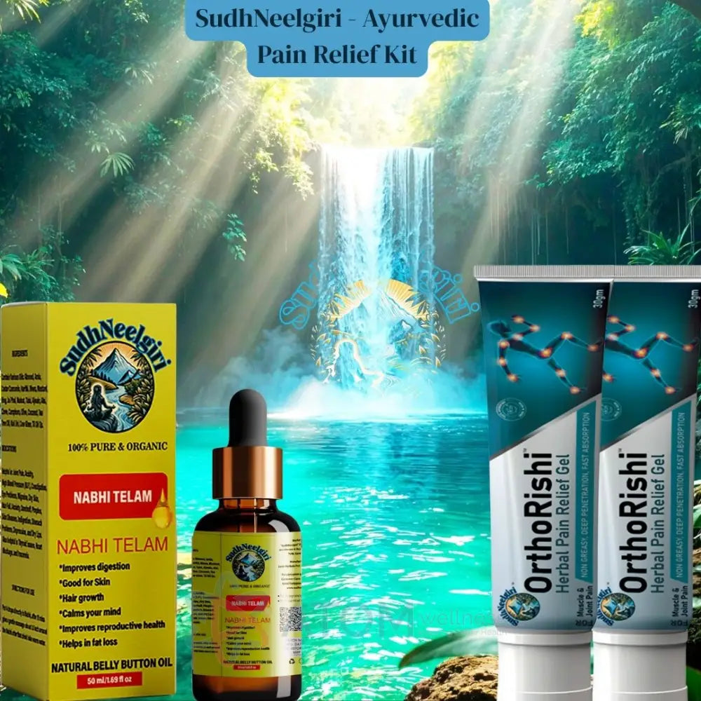 SudhNeelgiri Ayurvedic Nabhi Pain Relief Kit | India’s 1st Belly Button Oil + Herbal Pain Gel Combo | Doctor Crafted