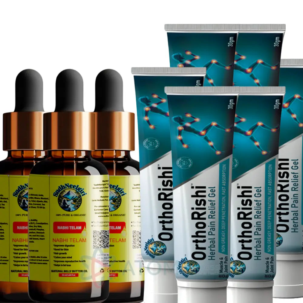 SudhNeelgiri Ayurvedic Nabhi Pain Relief Kit | India’s 1st Belly Button Oil + Herbal Pain Gel Combo | Doctor Crafted